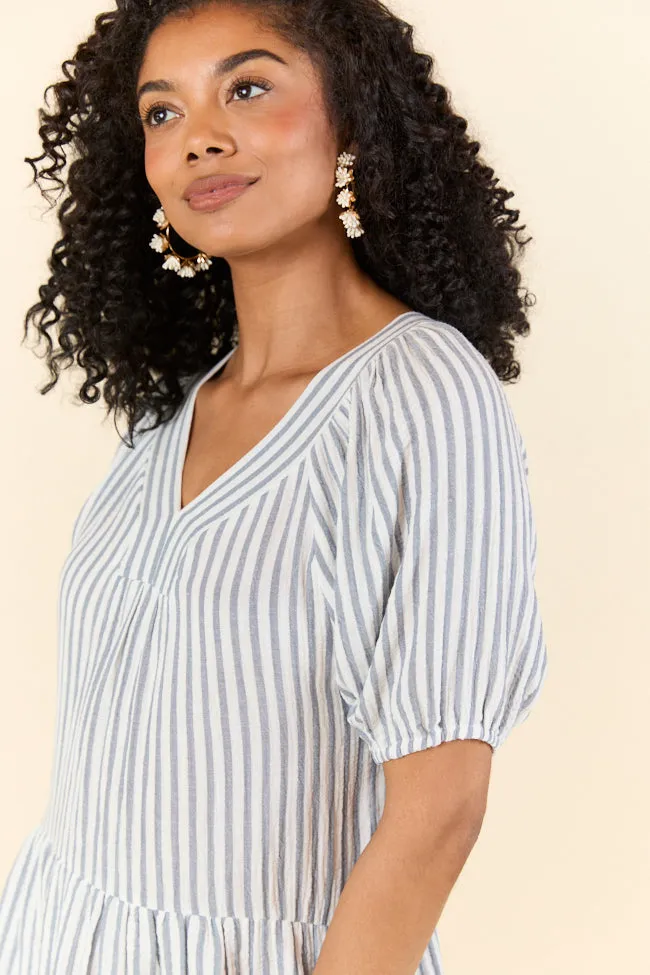 Sunlit Stripes Gauze Mini Dress,Daily Outfit