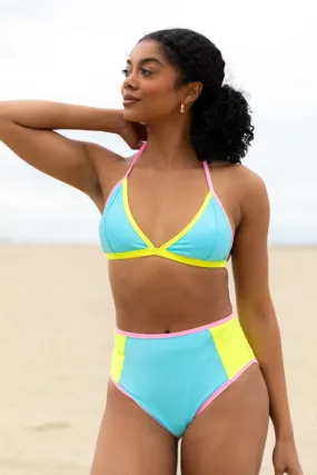 Sunny Coast Blue Colorblock Triangle Bikini Top SALE,Swimwear