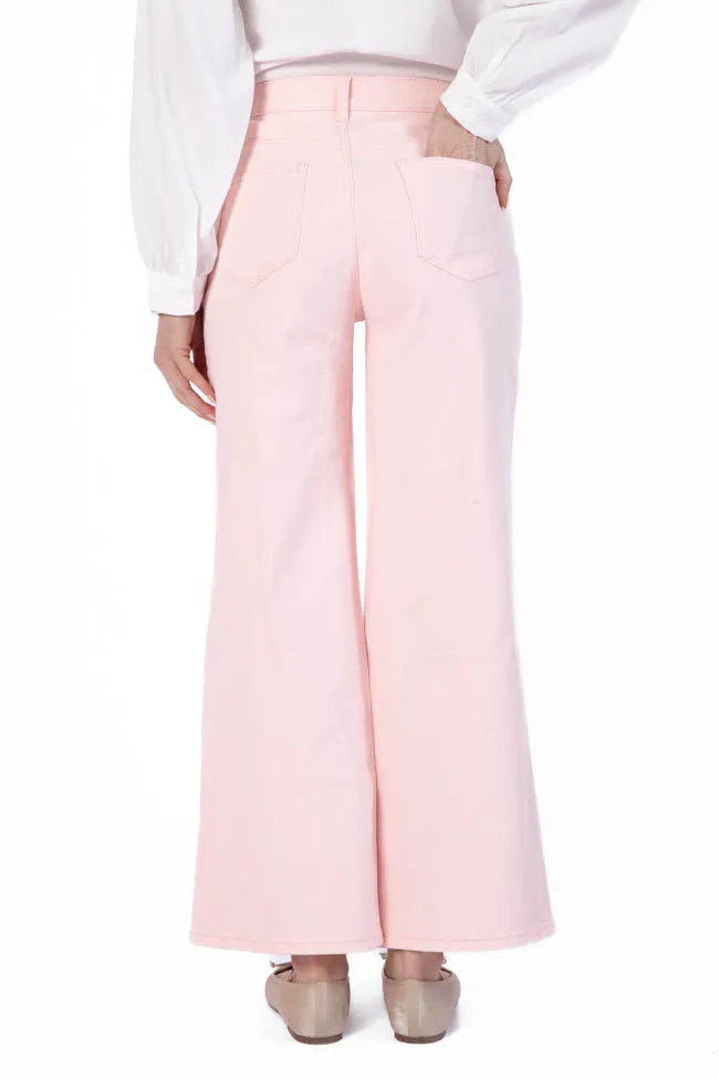 Sutton Pink Wide Leg Patch Pocket Jeans,Women Pants