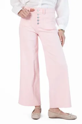 Sutton Pink Wide Leg Patch Pocket Jeans,Women Pants