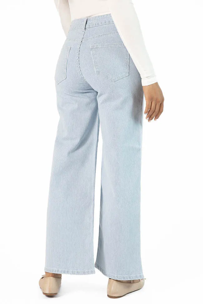 Sutton Striped Wide Leg Patch Pocket Jeans,Women Pants
