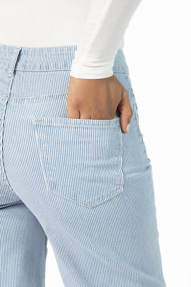 Sutton Striped Wide Leg Patch Pocket Jeans,Women Pants