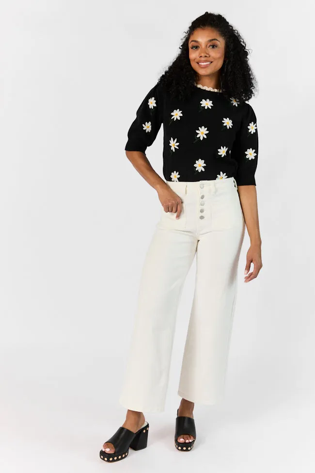 Sutton White Wide Leg Patch Pocket Jeans,Women Pants