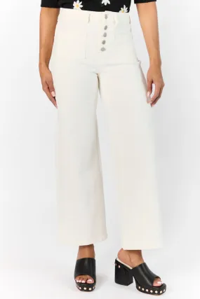 Sutton White Wide Leg Patch Pocket Jeans,Women Pants