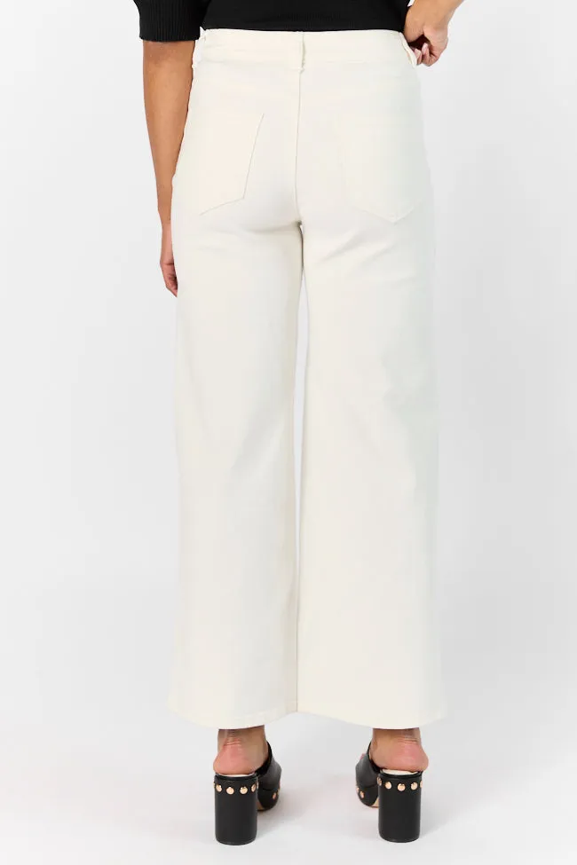 Sutton White Wide Leg Patch Pocket Jeans,Women Pants
