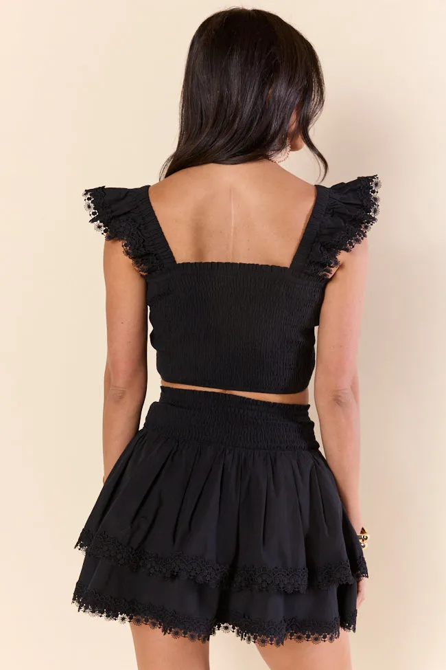 Sweet Talk Black Flutter Shoulder Tank and Skort Set,Women Skirts Comfort