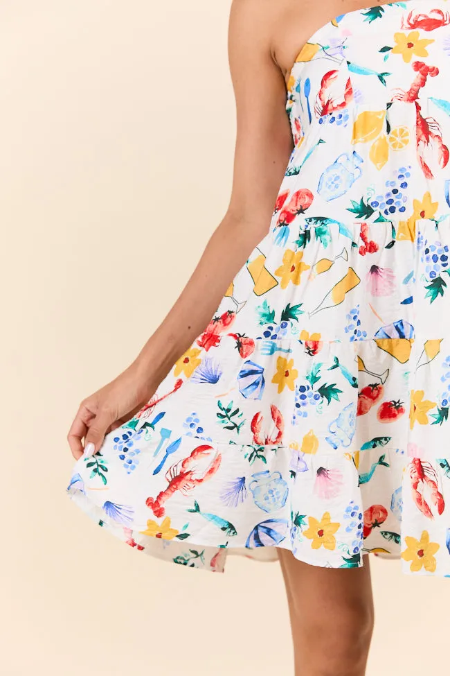 Sweet Thing Summer Girl Dinner Strapless Printed Mini Dress SALE,Daily Outfit