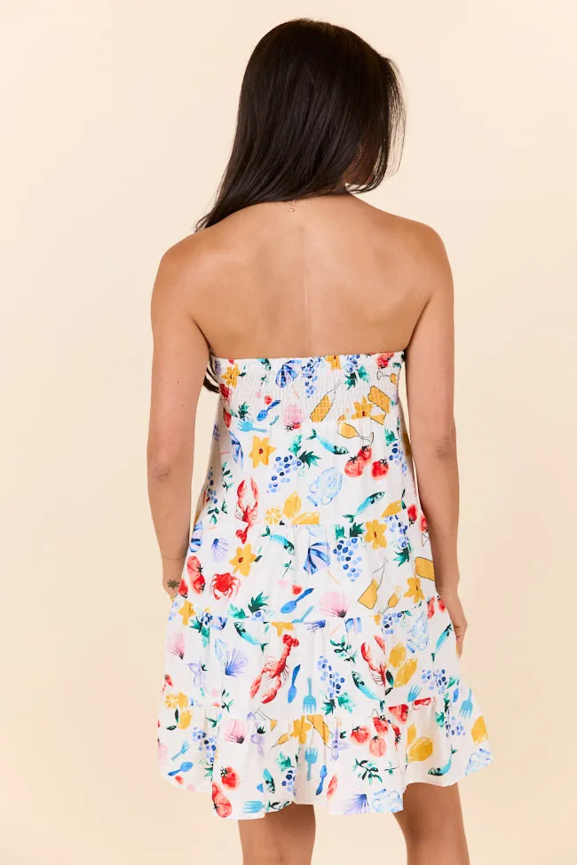 Sweet Thing Summer Girl Dinner Strapless Printed Mini Dress SALE,Daily Outfit