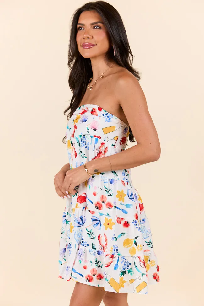 Sweet Thing Summer Girl Dinner Strapless Printed Mini Dress SALE,Daily Outfit