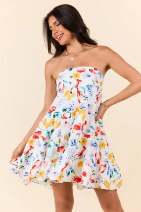 Sweet Thing Summer Girl Dinner Strapless Printed Mini Dress SALE,Daily Outfit