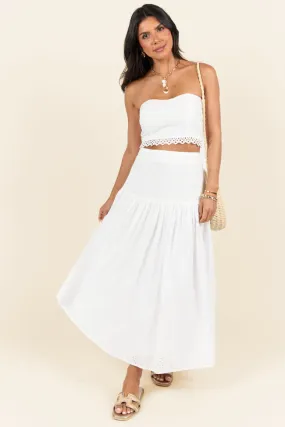 Take It Easy White Eyelet Tube Top Set,Women Skirts Comfort