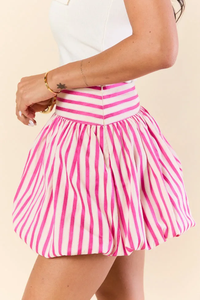 Take The Risk Pink Striped Bubble Hem Skort SALE,Women Skirts Comfort