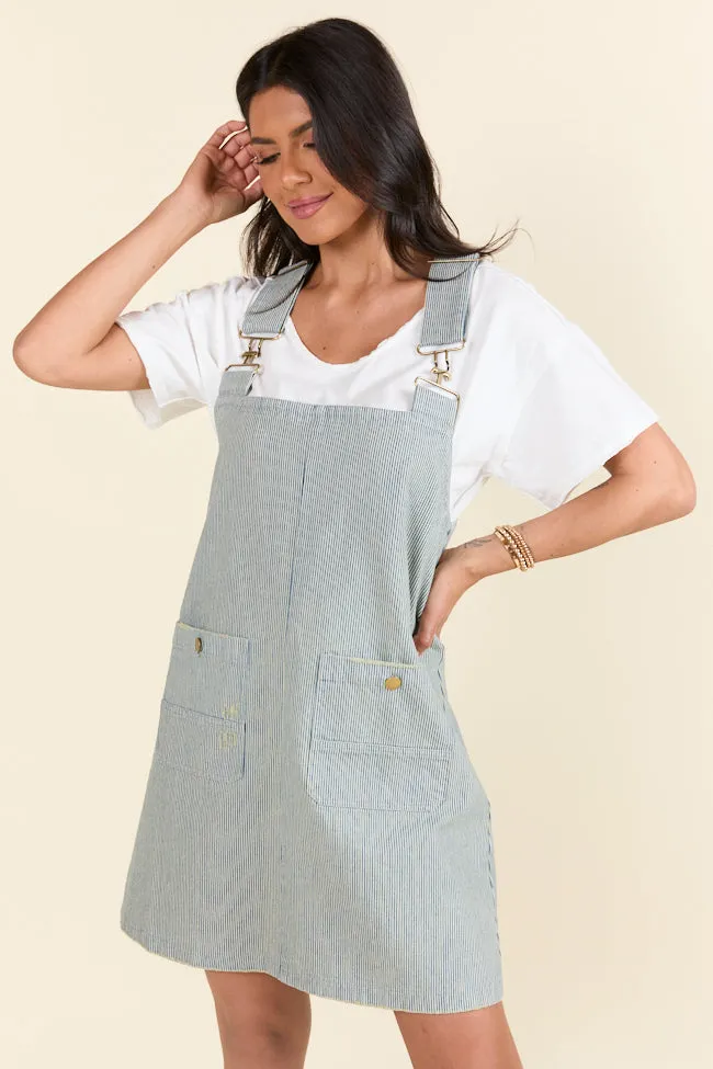 The Shelley Striped Overall Dress Holley Gabrielle X Pink Lily,Daily Outfit