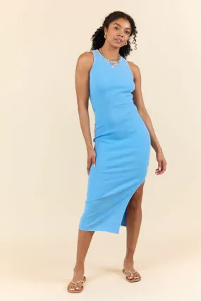 The Way It Is Aqua Blue Knit Midi Dress,Daily Outfit