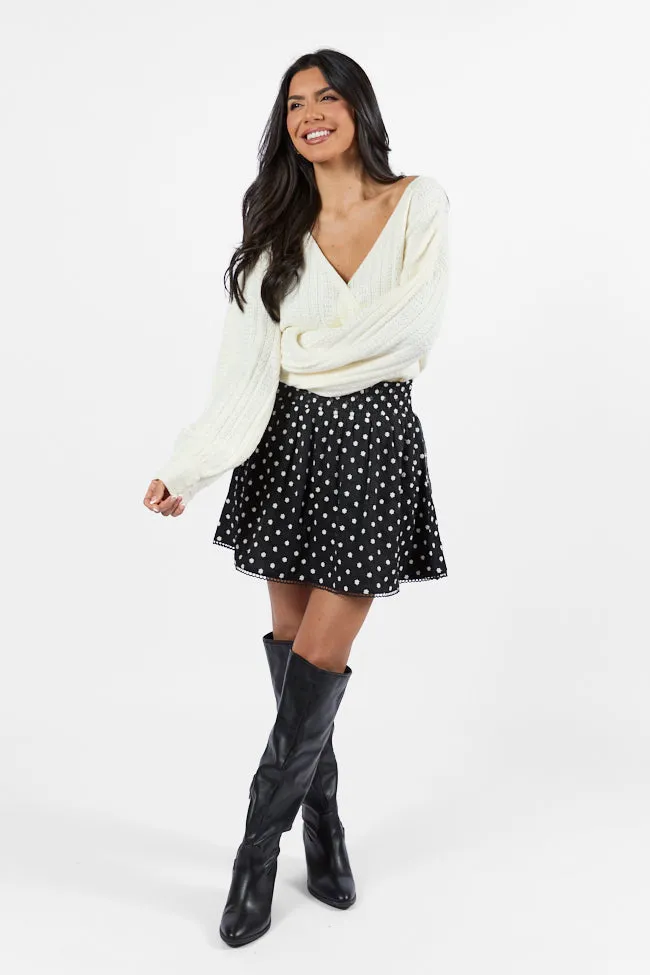 Through The Garden Black Floral Eyelet Trim Mini Skort,Women Skirts Comfort