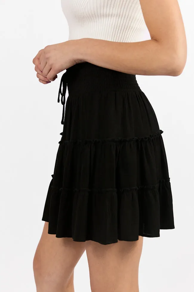 Through The Garden Black Longer Length Solid Mini Skort,Women Skirts Comfort