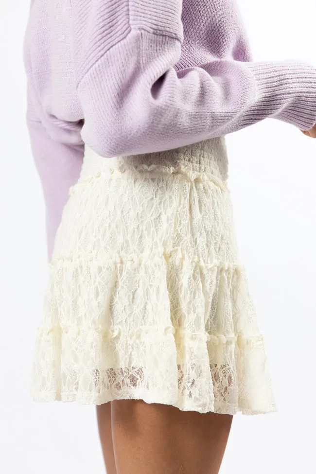 Through The Garden Cream Lace Mini Skort,Women Skirts Comfort
