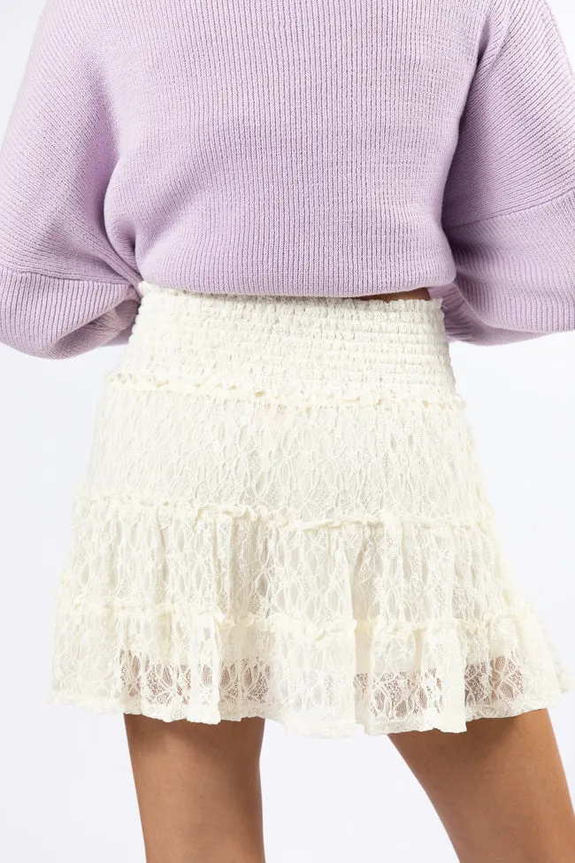 Through The Garden Cream Lace Mini Skort,Women Skirts Comfort