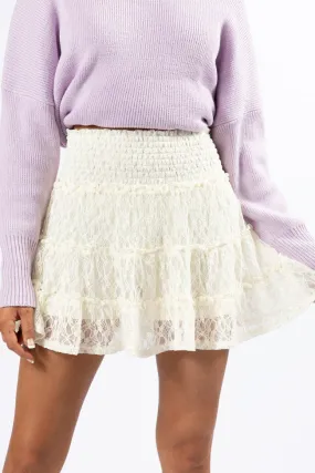 Through The Garden Cream Lace Mini Skort,Women Skirts Comfort