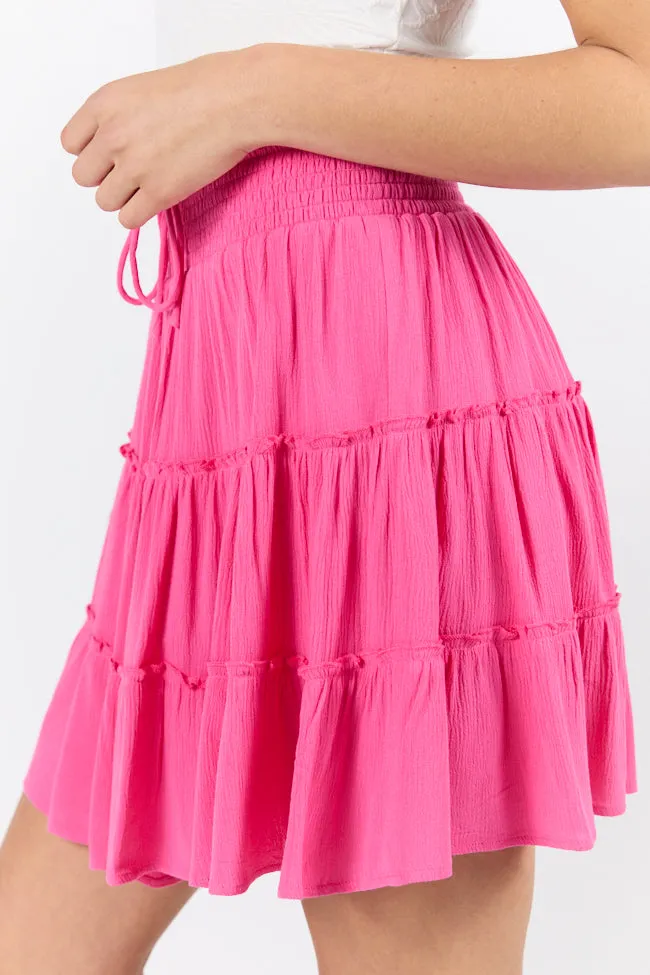 Through The Garden Pink Longer Length Solid Mini Skort,Women Skirts Comfort