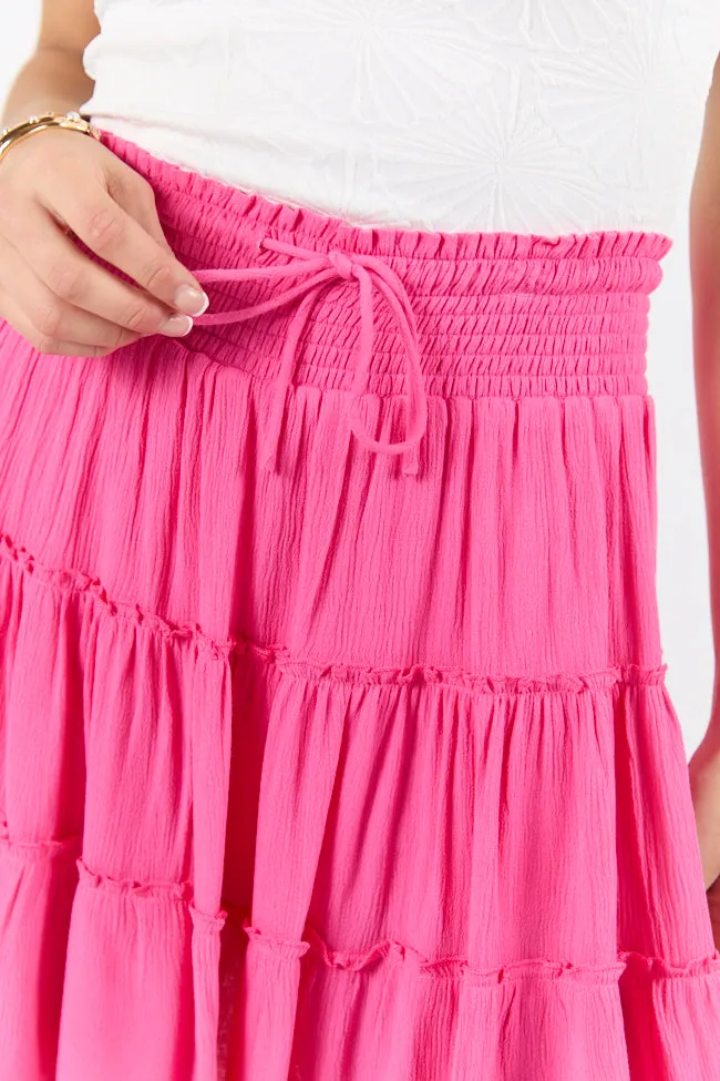 Through The Garden Pink Longer Length Solid Mini Skort,Women Skirts Comfort