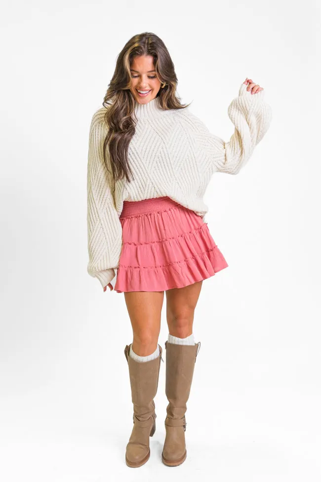 Through The Garden Rose Solid Mini Skort,Women Skirts Comfort
