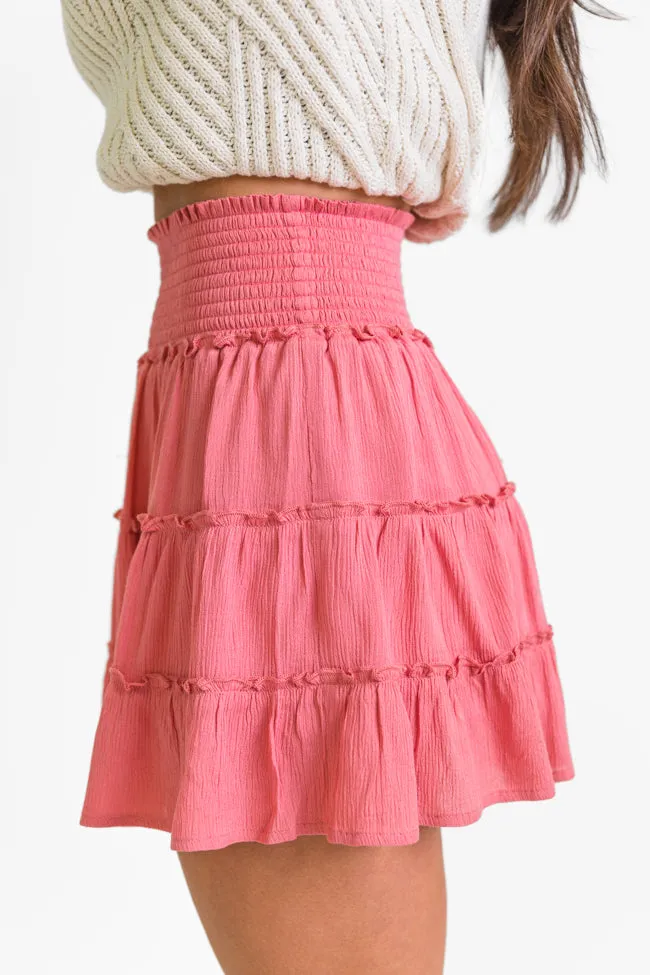 Through The Garden Rose Solid Mini Skort,Women Skirts Comfort