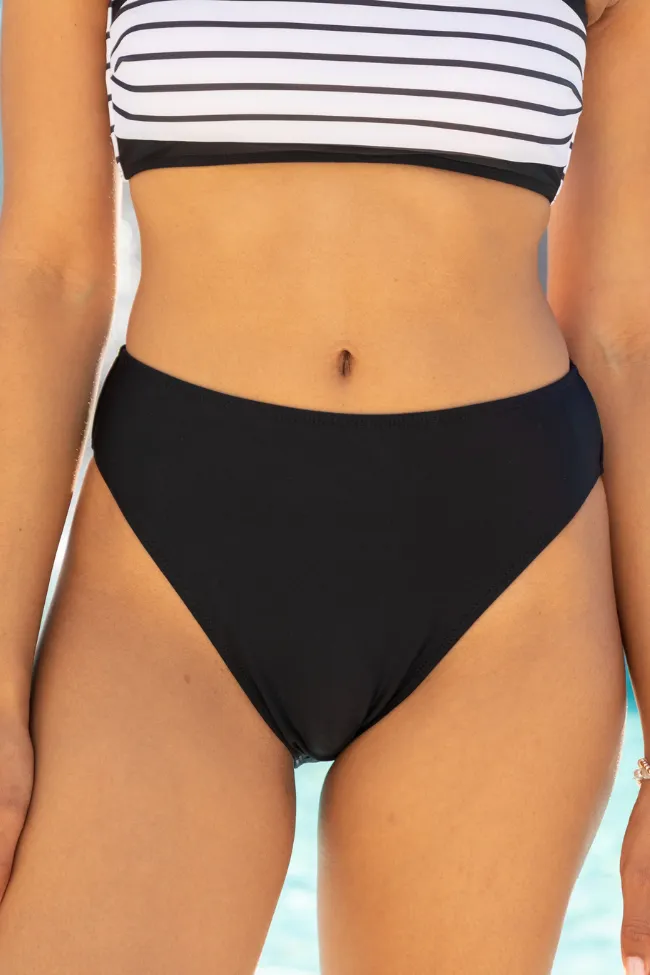 Tidal Treasures Black Solid Bikini Bottoms,Swimwear