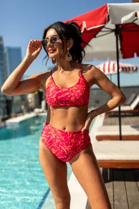 Tide Turner Pink Multi Print Bikini Top SALE,Swimwear