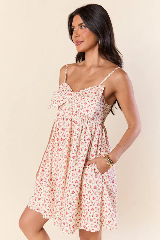 Tied Touch Floral Big Bow Mini Dress SALE,Daily Outfit