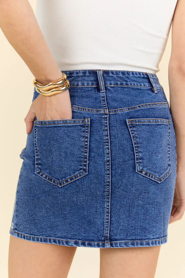 Treble Maker Embroidered Denim Skirt,Women Skirts Comfort