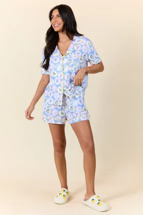 Under The Stars Decorative Plate Print Bamboo Pajama Shorts,Women Pants