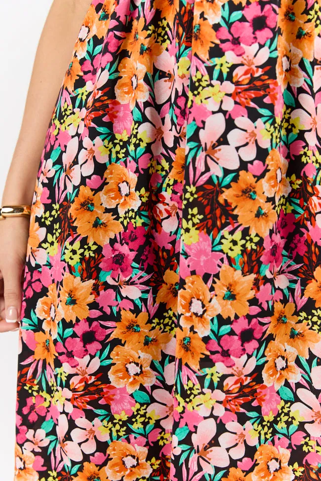 Waterside Elegance Multi Floral Halter Neck Maxi Dress SALE,Daily Outfit