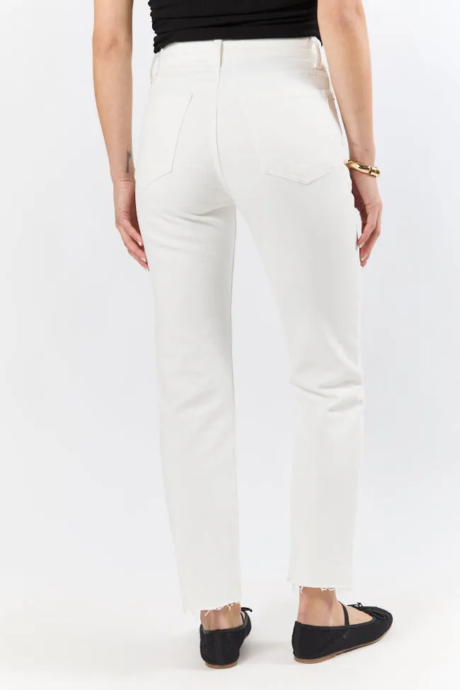 Westin White Straight Leg Raw Hem Jeans,Women Pants