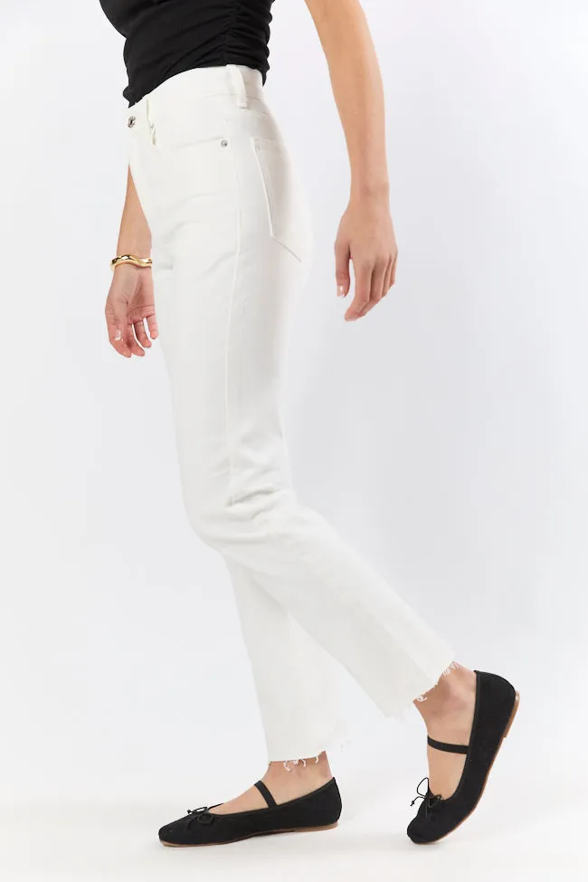 Westin White Straight Leg Raw Hem Jeans,Women Pants