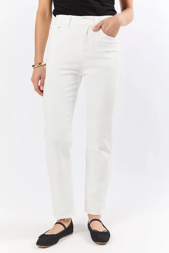 Westin White Straight Leg Raw Hem Jeans,Women Pants