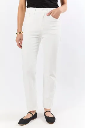 Westin White Straight Leg Raw Hem Jeans,Women Pants
