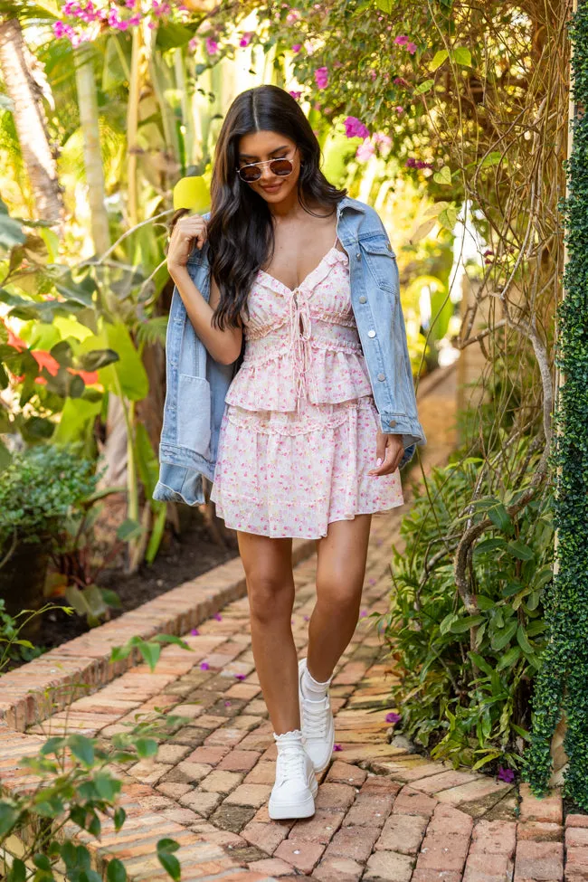 What It Takes Pink Multi Floral Ruffle Tank and Skirt Set,Women Skirts Comfort