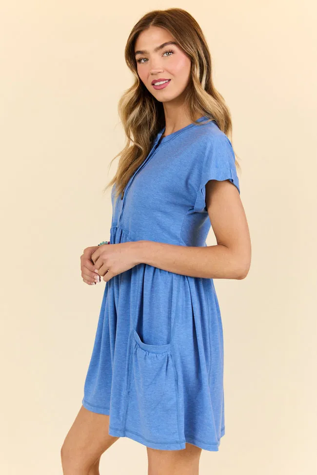 What's The Occasion Blue Button Knit Dress SALE,Daily Outfit