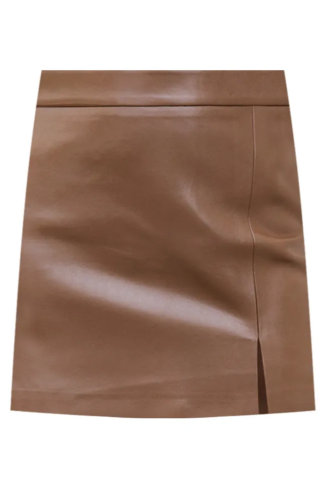 Wish I Could Go Back Brown Faux Leather Mini Skirt,Women Skirts Comfort