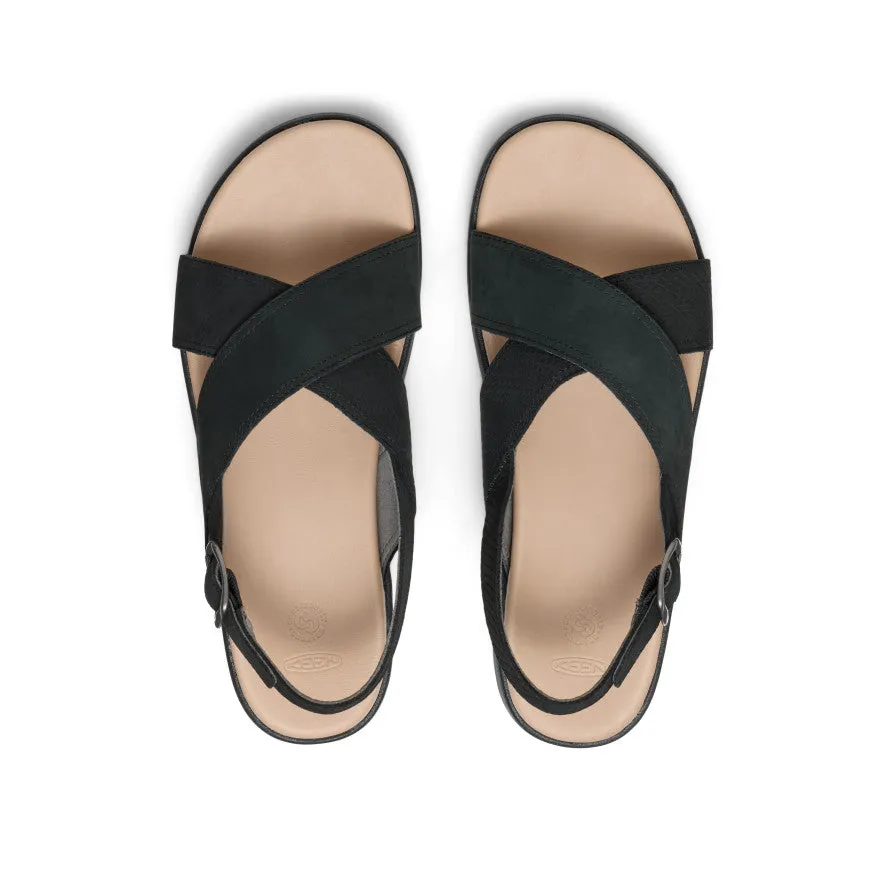 Women's Elle Luxe Cross Strap Sandal  |  Black/Black,Soft Comfortable Sandals