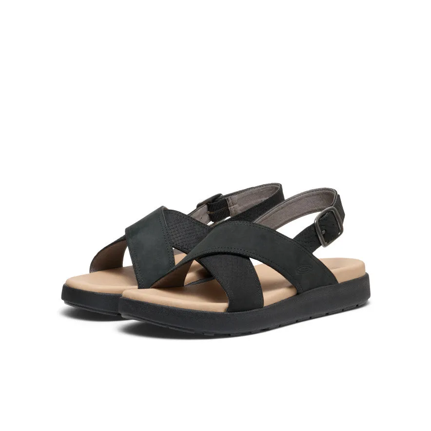 Women's Elle Luxe Cross Strap Sandal  |  Black/Black,Soft Comfortable Sandals