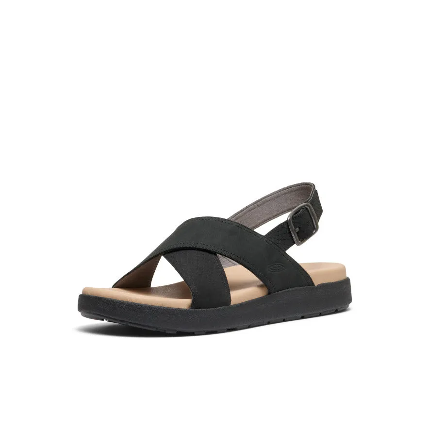 Women's Elle Luxe Cross Strap Sandal  |  Black/Black,Soft Comfortable Sandals