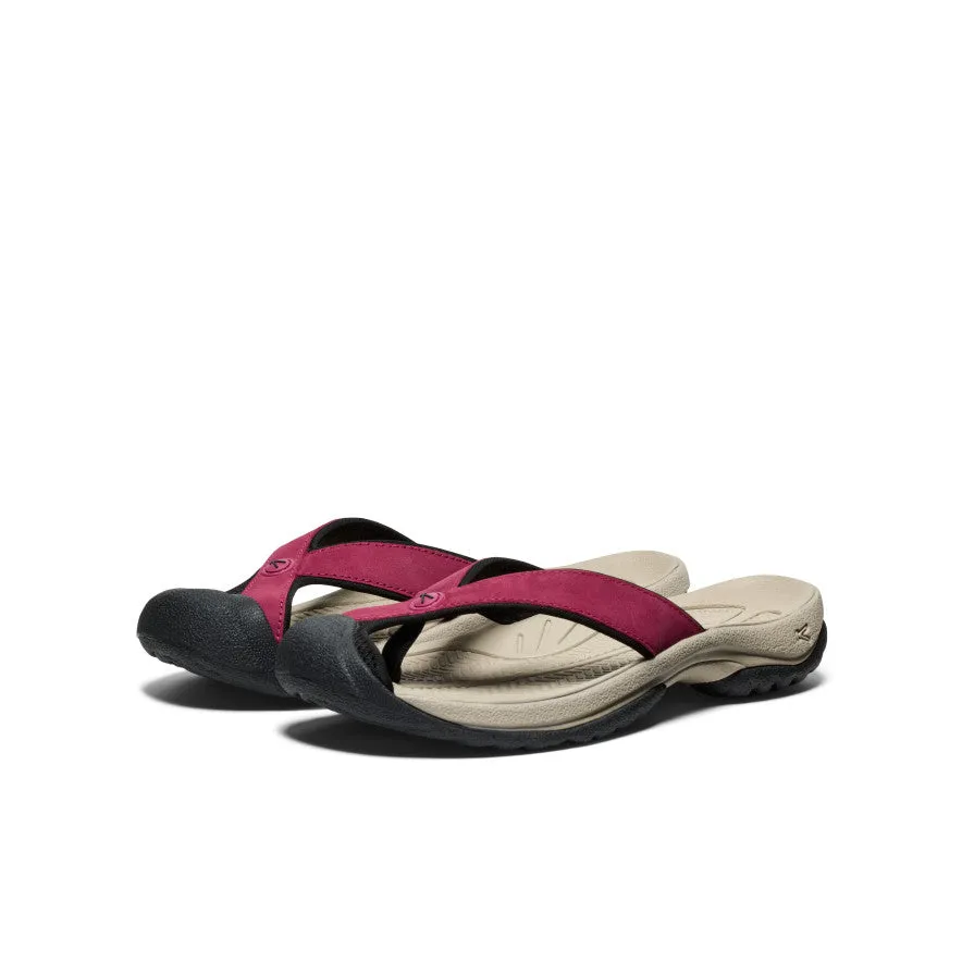 Women's Waimea Leather Flip-Flop  |  Beaujolais,Comfort