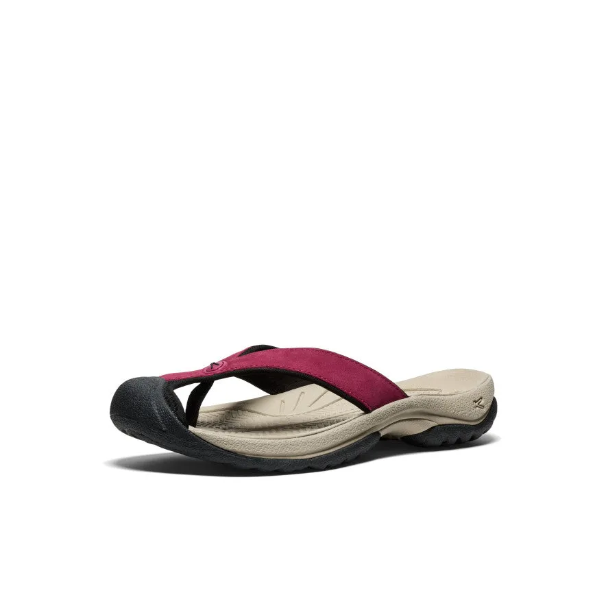 Women's Waimea Leather Flip-Flop  |  Beaujolais,Comfort