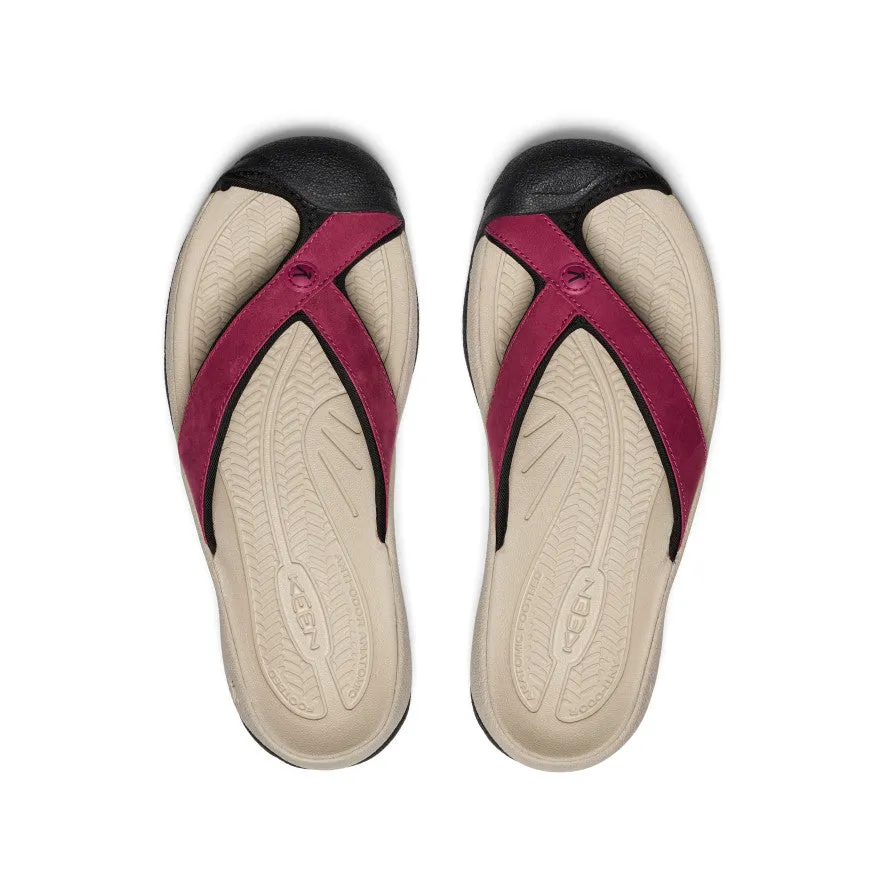 Women's Waimea Leather Flip-Flop  |  Beaujolais,Comfort