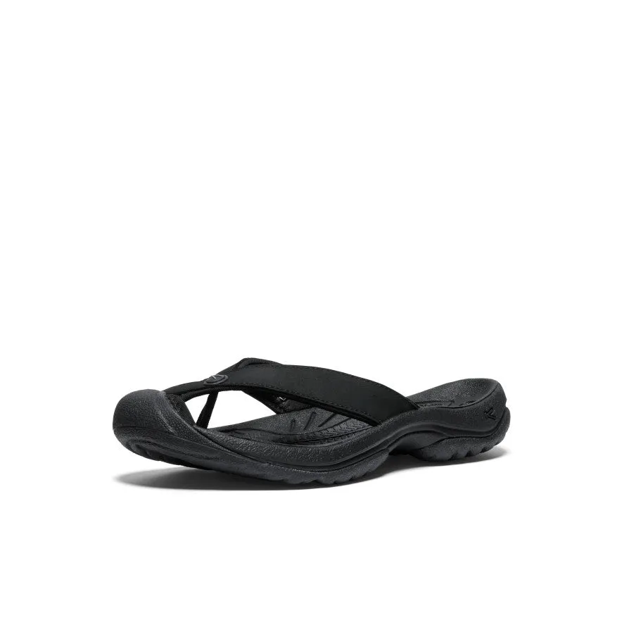 Women's Waimea Leather Flip-Flop  |  Black/Black,Comfort