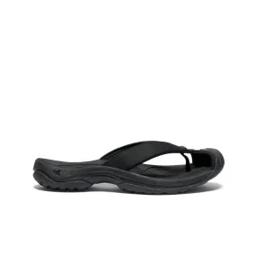 Women's Waimea Leather Flip-Flop  |  Black/Black,Comfort