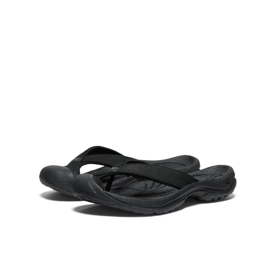 Women's Waimea Leather Flip-Flop  |  Black/Black,Comfort