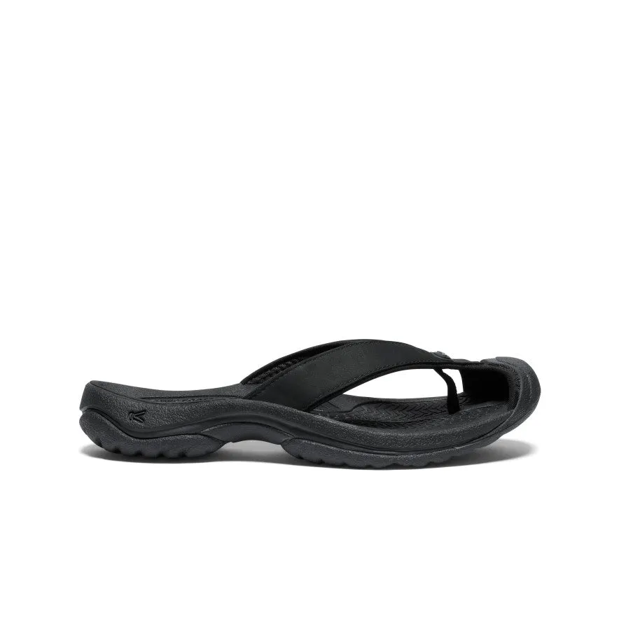 Women's Waimea Leather Flip-Flop  |  Black/Black,Comfort